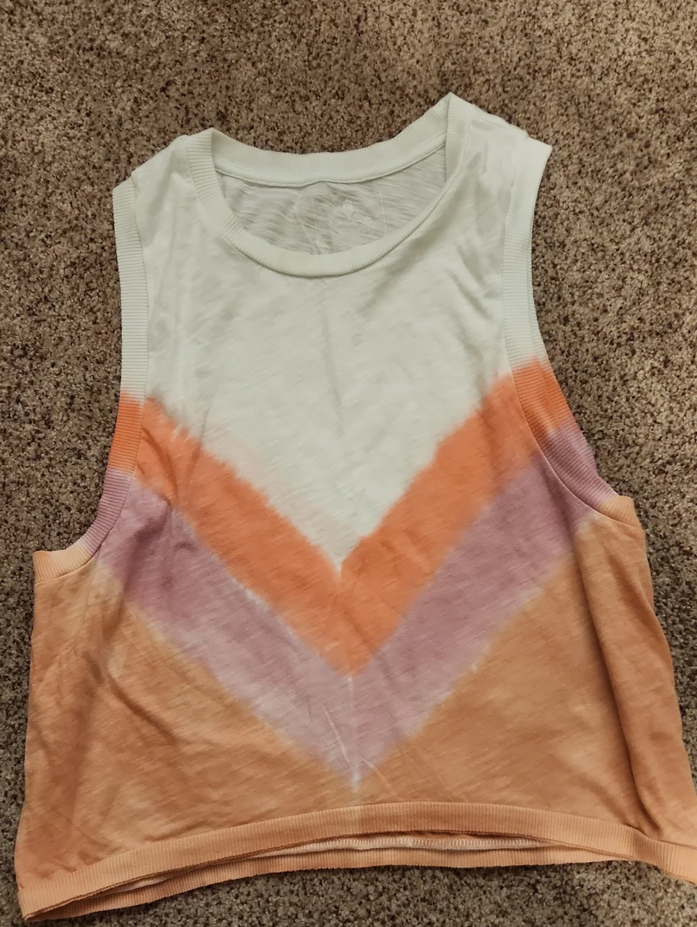 Free People Movement Sleeveless Tie-Dye Crop Top - White, Peach & Lilac Size S